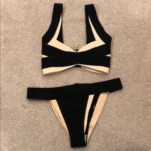 Bondage Black and Nude Bathing Suit Set